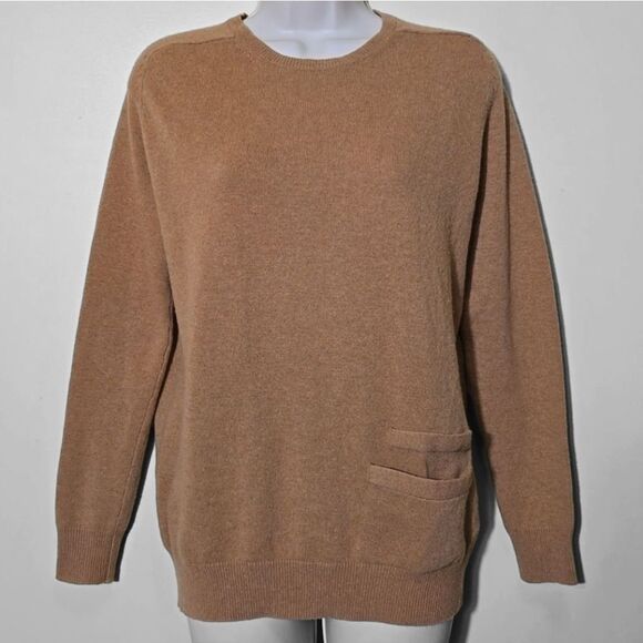 Theory Women's Ajani Fine Haven  Sweater Tan Wool Cashmere Blend XS Minimalist - Picture 1 of 10